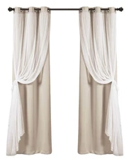 Lush Decor Sheer Grommet Curtains with Insulated Blackout Lining Window Curtain