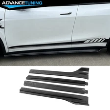 Fits 20-24 Tesla Model Y Side Skirts IKON V3 Style ABS Gloss Carbon Fiber Print