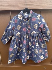 Vintage GAP Toddler Dress 12-18 Months Navy Floral Long Sleeve Prairie 90s
