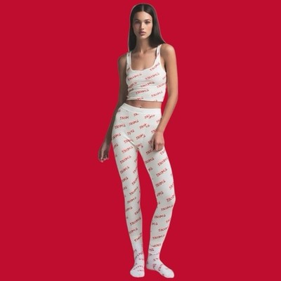 New Rare Skims Cotton Rib Tank Legging Set Candy Cane M Medium Christmas Holiday