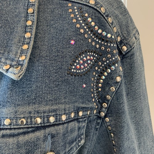 Christina Alexander Embellished Swarovski Crystal Button Jean Jacket Women’s XL - Picture 7 of 24