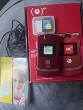 Motorola RAZR V3m Red Flip Phone Sprint Y2K Charger Battery 128mb SD Card TESTED