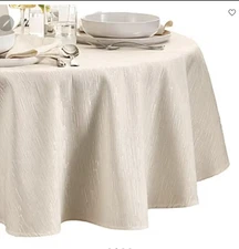 ELRENE HOME CONTINENTAL IVORY WATER STAIN RESISTANT Round 70 TABLECLOTH  NEW