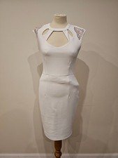 Kardashian Kollection For Lipsey White Cut Out Dress with Jewels - UK 10