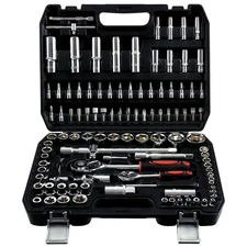 108 Piece Mechanics Tool Set Metric And Standard 1/4" & 1/2" Socket Set, Ratc...