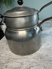 Vintage Wear-Ever Aluminum Double Boiler Pan Set w Lid Made in USA