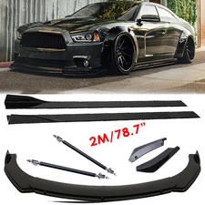 For Dodge Charger R/T Front Bumper Lip Splitter 78.7" Side Skirt Strut Rods Body