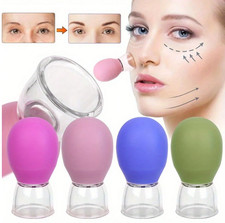 Silicone Face Cupping Therapy Set - 8pc Professional Vacuum Suction Massage Cups