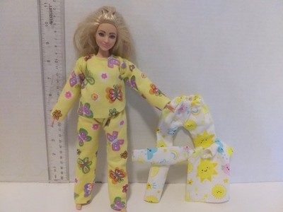 Doll Clothes Handmade to fit Curvy size b doll- Lot  2 pr flannel Pajamas  K95