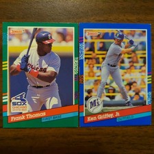 Ken Griffey Jr 3rd Yr BLUE #77 & Frank Thomas 2nd Yr GREEN #477 1991 Donruss MLB