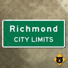 Richmond Virginia city limits highway road sign 2015 marker boundary 18x8