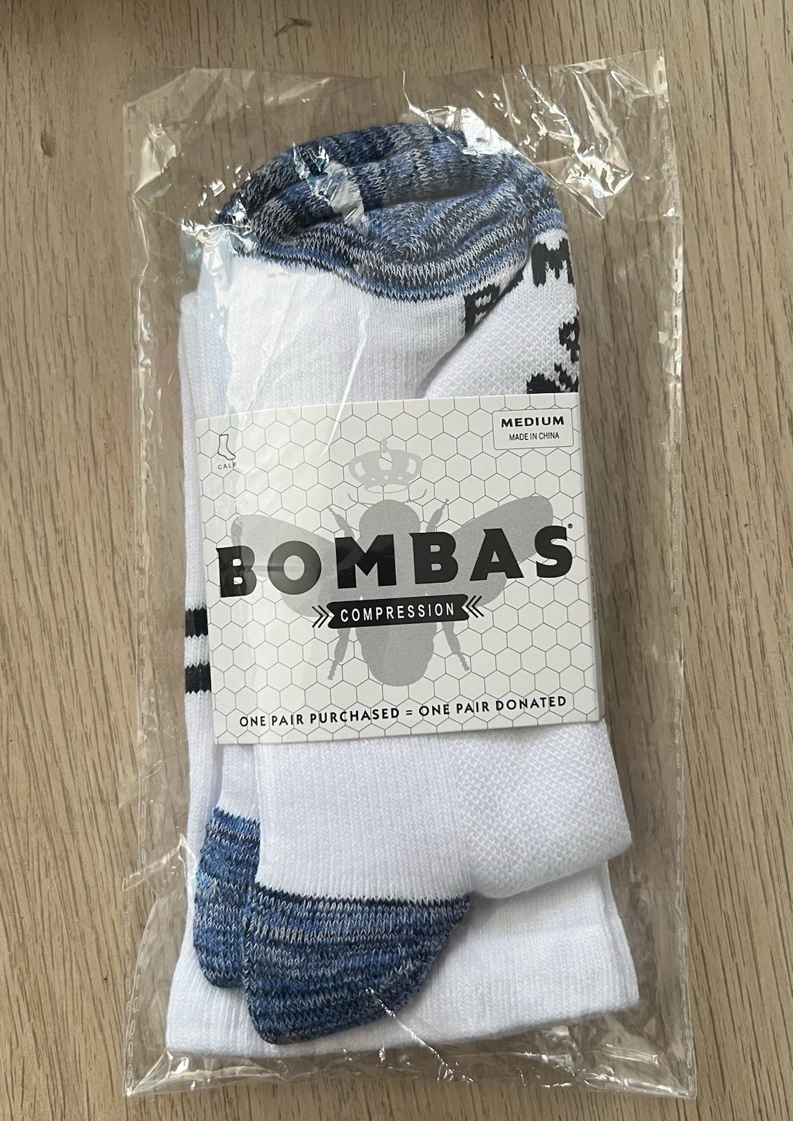 Bombas Unisex Compression Over-The-Calf Socks, White, Size Medium
