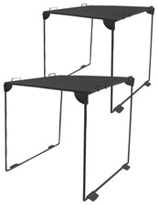 2 Pack Locker Organizer Shelf Stackable Extra Tall Mesh Storage Rack Kit Black