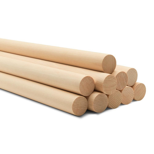 Dowel Rods Wood Sticks Wooden Dowel Rods - 1/2 x 36 Inch Unfinished Hardwood