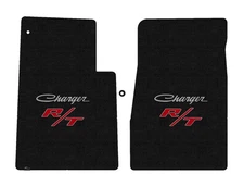 Lloyd Luxe Front Mats for '66-67 Charger w/Silver on Black Charger w/Red on Blac
