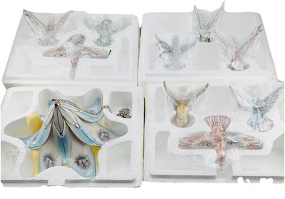 Lena Liu's 9 Hummingbird Precious Jewels Blooming Lily Bradford Edition New Mint