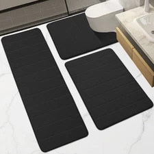 Memory Foam Bathroom Rugs Sets 3 Piece │ Extra Thick Soft Absorbent Non Slip ...