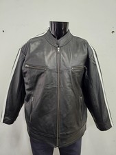 Men's LETHAL WEAPON Black WHITE STRIPES Style Lambskin Leather Jacket P-953