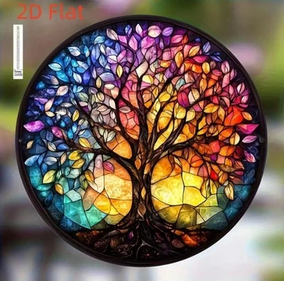 Tree of Life Suncatcher - Stained Glass Effect - Window Hanging Decor Gift (A1)