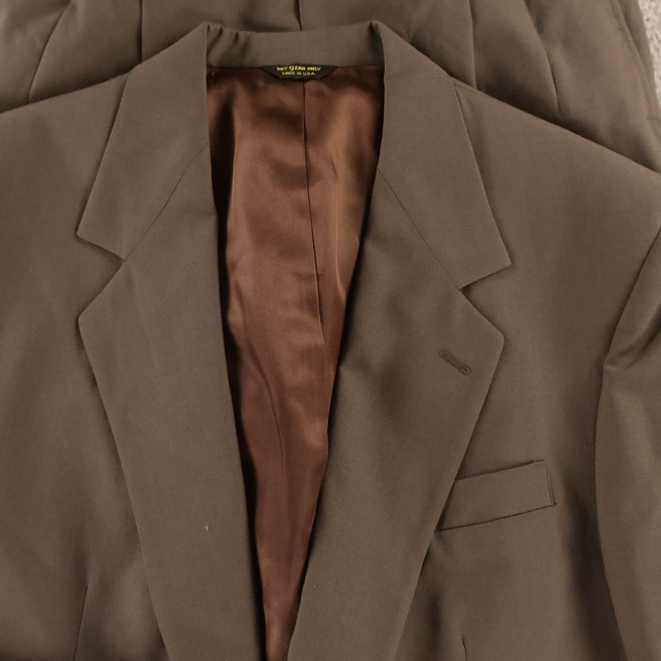 Terno Bill Blass vintage M MT 40L marrom 100% lã saco de madeira penteado EUA 34x29 - Imagem 2 de 4