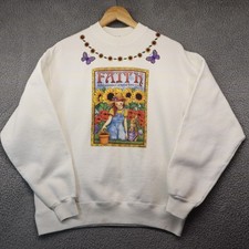 Faith Sweatshirt Women Large Jerzees Farm Sunflower USA Made
