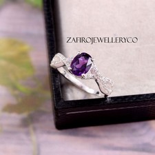 Amethyst Ring, 925 Sterling Silver, Anniversary Gift Ring, Natural Amethyst