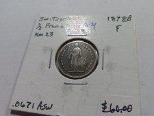R74 Switzerland 1878-B Silver 1/2 Franc