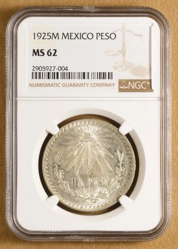 1925 Mexico Silver Peso NGC MS62