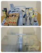 Tri-Chem Liquid Embroidery Paint Lot Tubes with Vintage Case Swivels