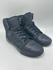 Scarpe da skate alte Supra Skytop nere in pelle suola rossa sneakers uomo taglia 7