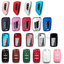 Multi-colors 3-Button TPU Key Fob Cover Protector For VW Golf Tiguan Passat Golf