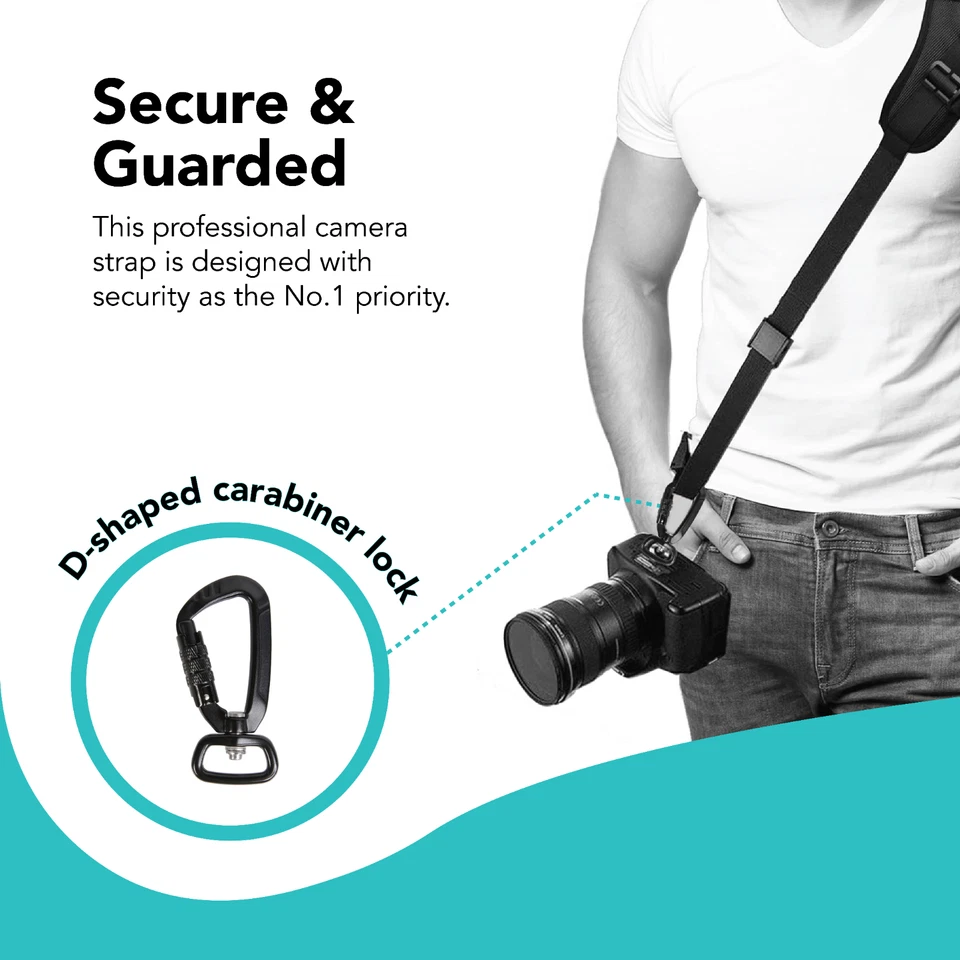 Quick Rapid Shoulder Sling DSLR Camera Strap+Steel Stainless Clip & Safety Strap - Image 2 of 4