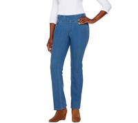 Denim & Co How Smooth Lightly Boot Cut Pull-on Jeans Antique 18wp A269211 Denim & Co How Smooth Lightly Boot Cut Pull-on Jeans Antique 18wp A269211