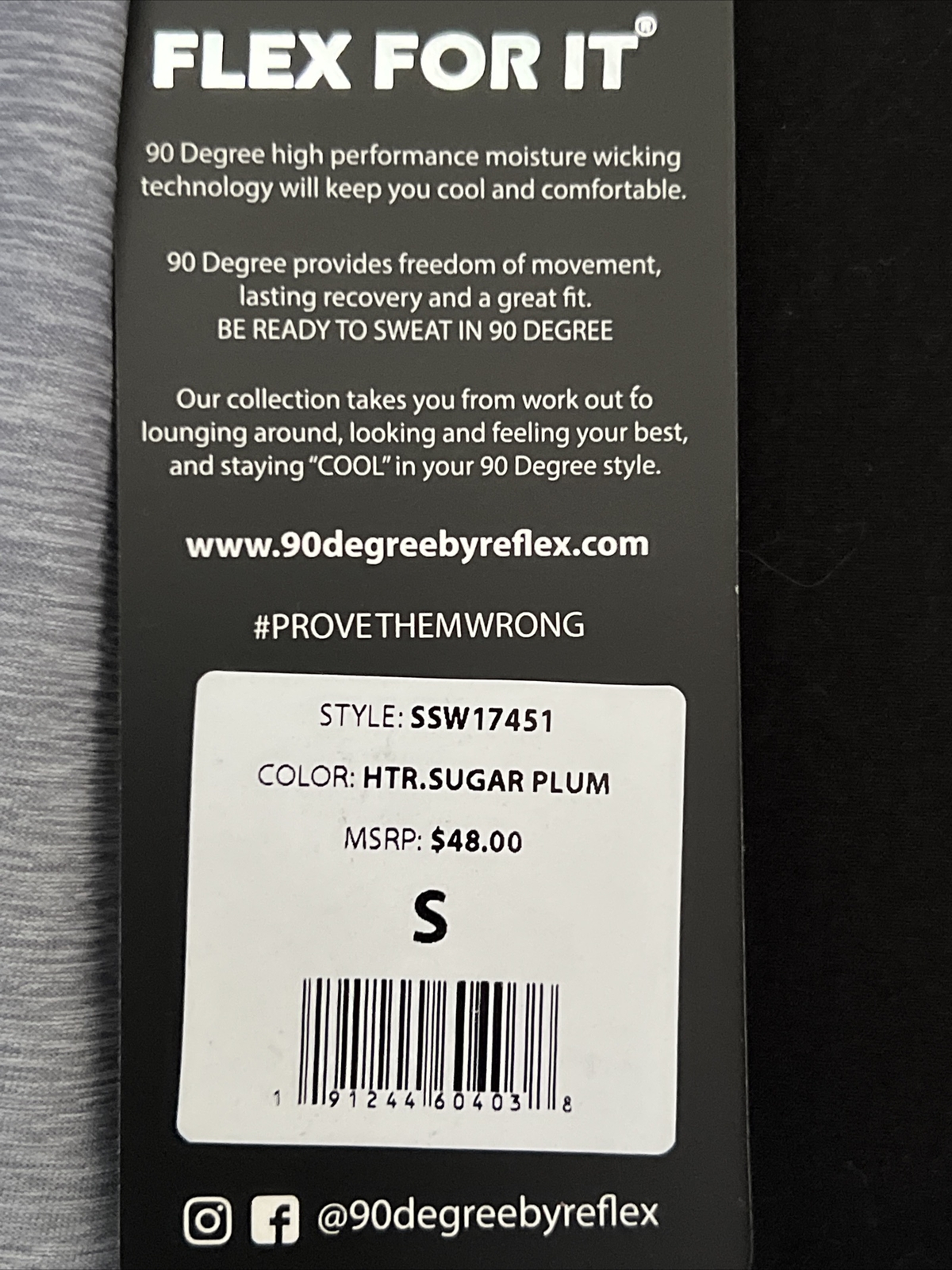 90 Degrees by Reflex Shirt "Prove Them Wrong" Sugar Plum MSRP $48.00 NWT Small