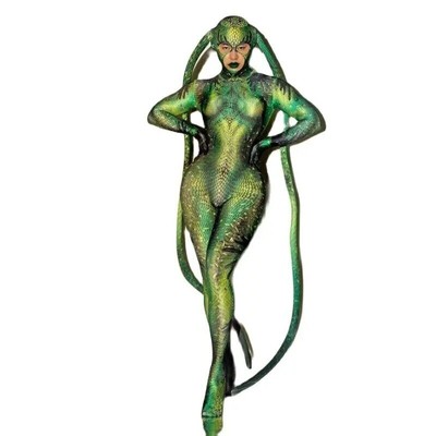 Halloween Rave Party Role-playing Stage Clothes Green Snake Cosplay Costume Hot