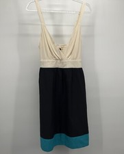 Guess Dress Med Mini Teal Black Cream Colorblock Y2k Flowy Elastic Stretch