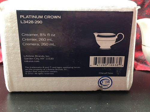 Neu mit Etikett Mikasa Platinum Crown Milchkännchen weiß und silbergrau L3428 - EX - Bild 10 von 10