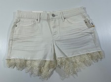 Jessica Simpson White Cotton Lace Trim Shorts 29