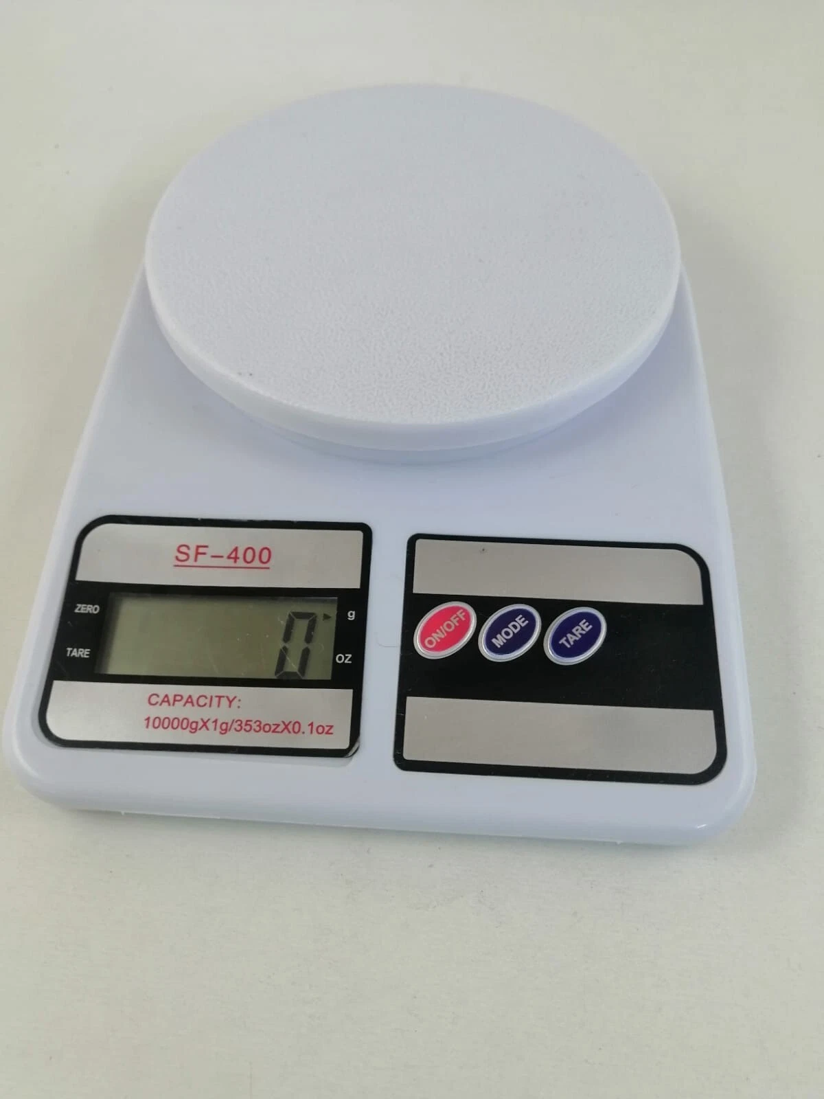 Digital LCD Kitchen Scale 1gr to 10kg Tara Key Precision Grams White
