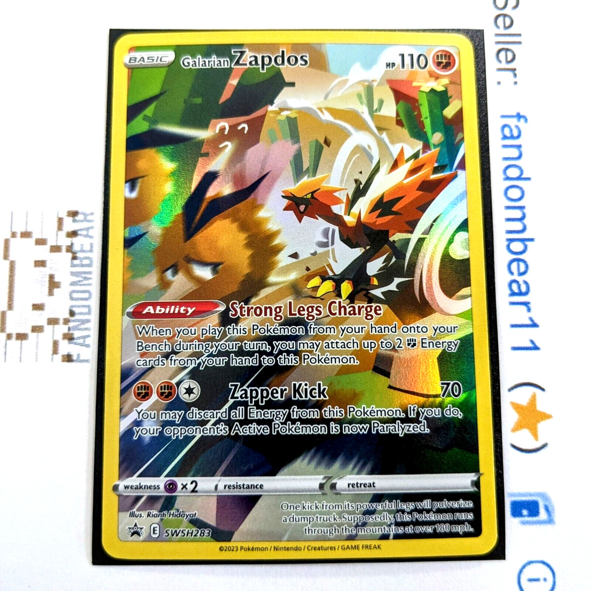 Galarian Zapdos 2023 Pokemon Sword Shield Black Star Promo SWSH283 NM