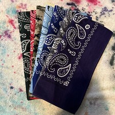 lot if 7 Paisley Bandana Handkerchiefs Scarf Blue Red Green Grey