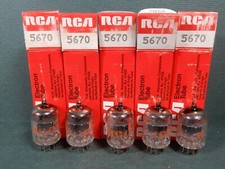 RCA 5670 Vacuum Tubes Qty 5 NOS Amplitrex Tested 87 - 121 Gm