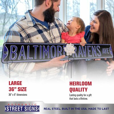 NFL Street Sign Baltimore Ravens Ave Metal Sign, 3 pounds Dimensions 6'' x 36''