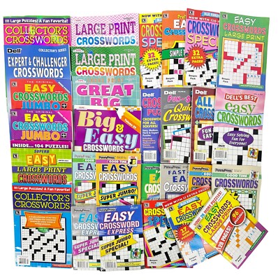 Lot of 5 Crossword Puzzle Books Mixed Dell Penny Press Kappa Bulk Bundle