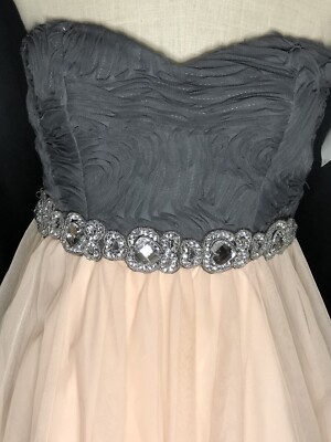 Gray and light peach strapless party dress from Debs store size 3/4 | eBay