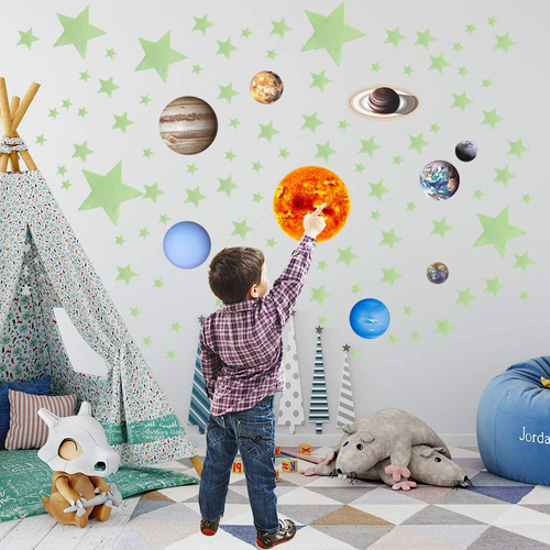 Glow in the Dark Stars, Moon and Planets - 3D Glow Sticker for Wall and Ceiling, - Picture 3 of 9