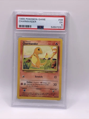 Pokemon Cards 1999 Base Set Unlimited Charmander 46/102 PSA 5
