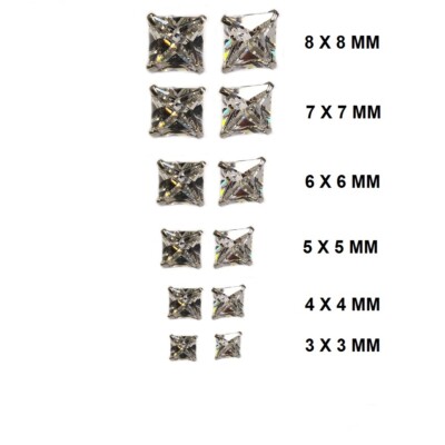 DTPsilver Orecchini Punto Luce Argento 925 Con Cristallo 4 Mm | Quadrati Colorati