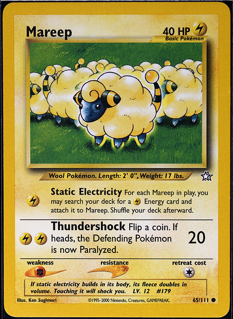 Pokémon TCG Mareep Neo Genesis 65 Regular Unlimited Common NM