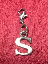 Initial Letter S Silver Tone Pendant Charm 12mm On A Lobster Clasp Clip On Any